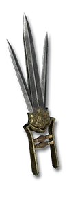 <span class='white-tooltip'>Scissors Katar</span><span class='white-tooltip'><br />One-Hand Damage: 9 to 17<br />Durability: 64 of 68<br /><span class='red'>(Assassin Only)</span><br /><span class='white-tooltip'>Required Dexterity: 55</span><br /><span class='white-tooltip'>Required Strength: 55</span><br />Claw Class - Very Slow Attack Speed</span> Scissors Katar