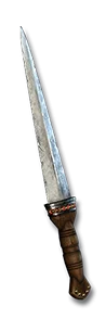 <span class='white-tooltip'>Blade</span><span class='white-tooltip'><br />One-Hand Damage: 4 to 15<br />Durability: 19 of 24<br /><span class='white-tooltip'>Required Dexterity: 51</span><br /><span class='white-tooltip'>Required Strength: 35</span><br />Dagger Class - Very Fast Attack Speed</span> Blade