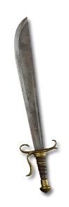 <span class='white-tooltip'>Falchion</span><span class='white-tooltip'><br />One-Hand Damage: 9 to 17<br />Durability: 22 of 32<br /><span class='white-tooltip'>Required Strength: 33</span><br />Sword Class - Slow Attack Speed</span> Falchion
